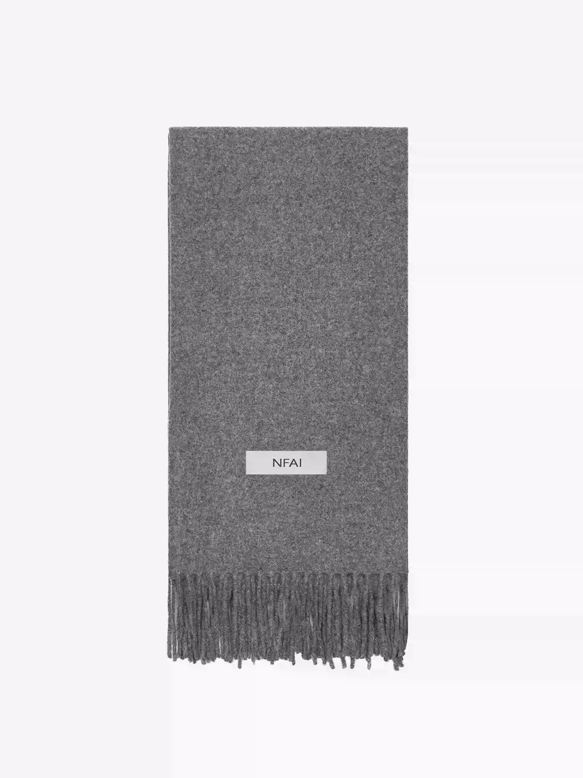 Soft Black Grey Fringed Wool Scarf