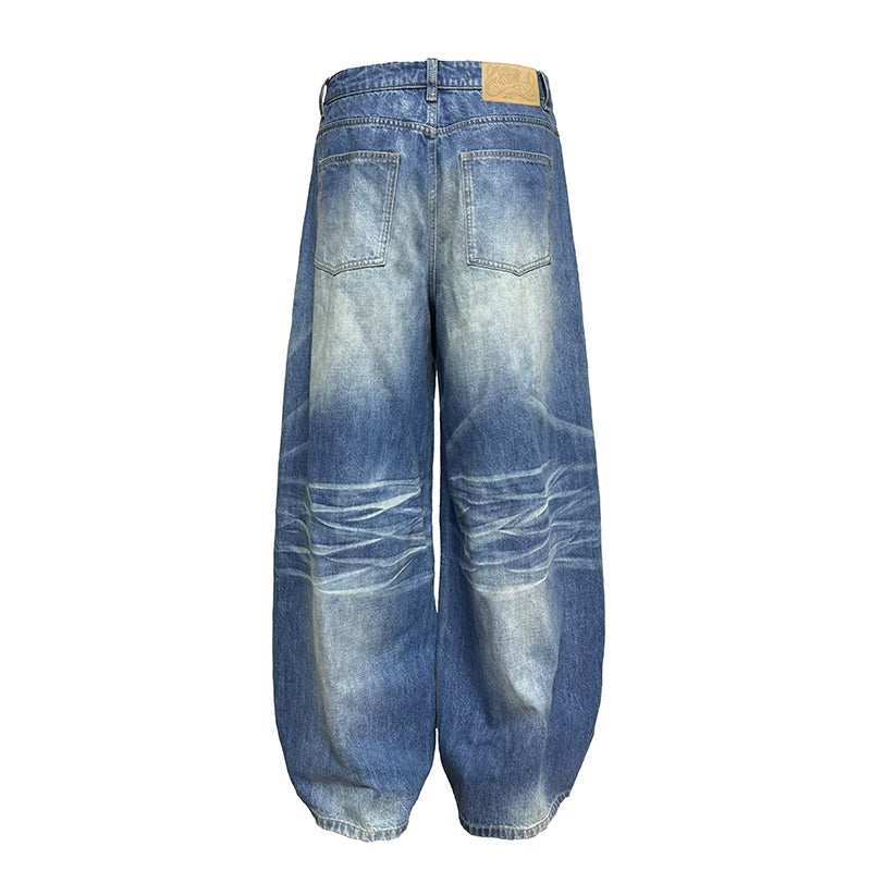 Icy Blue Vintage Coated Baggy Jeans
