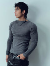 Lightweight Wool Slim Triangle Neck Sweater