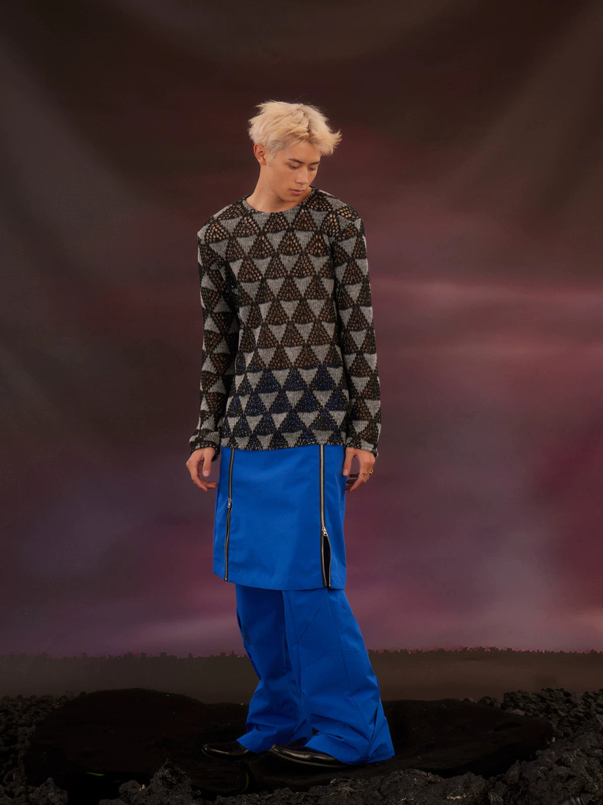 Loose Vintage Triangle Mesh Sweater