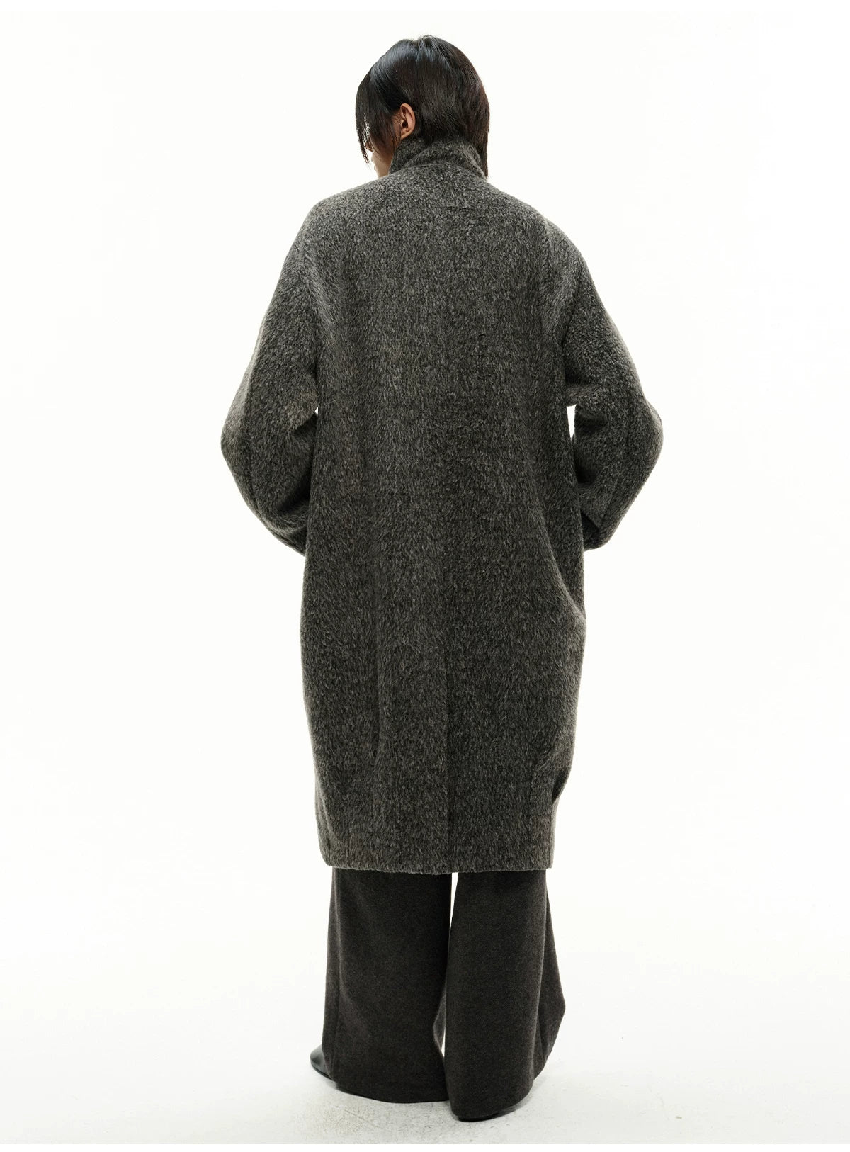 Pleated Back Wrap Cocoon Coat