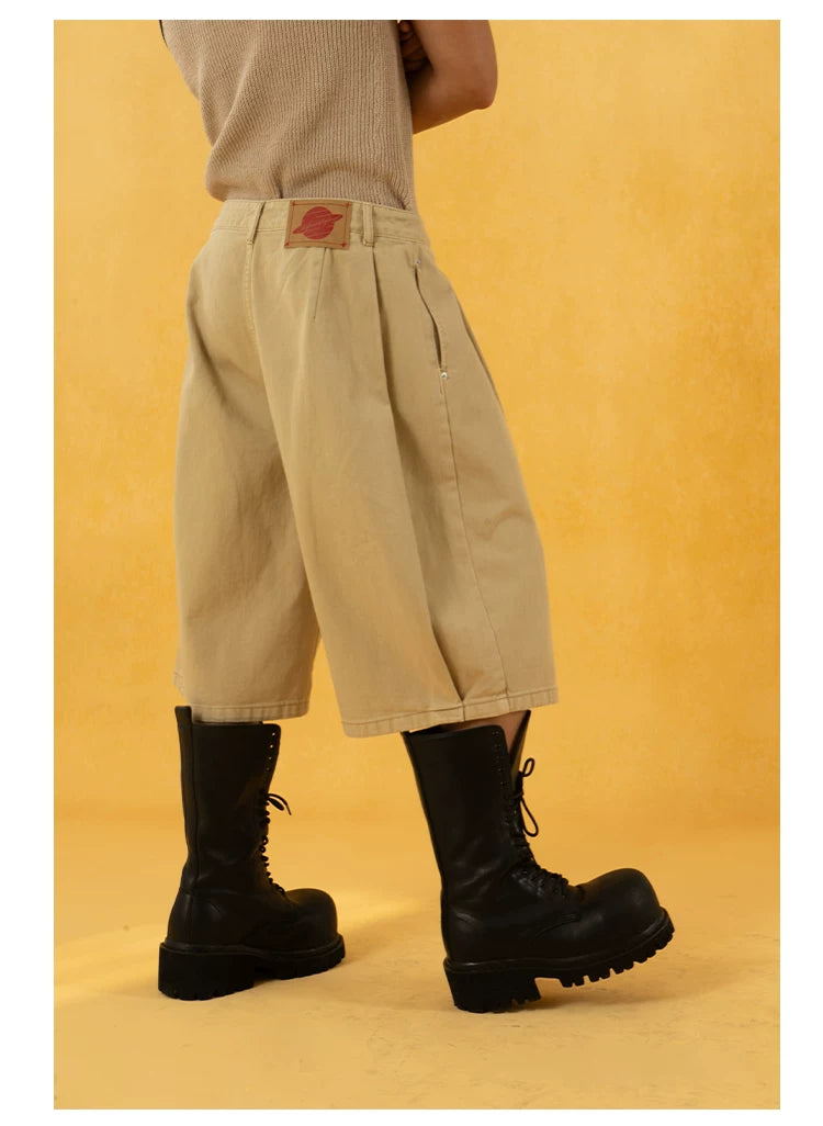 Men's Red Khaki Loose Vintage Shorts