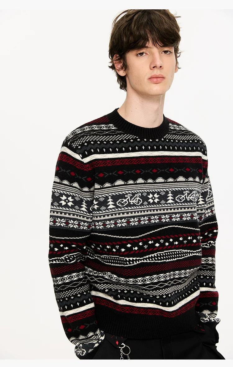 Fair Isle Milk Cotton Knit Sweater