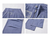 Washed Printed French Blue Cargo Pants