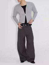 Wrinkle-resistant Wool-like Asymmetrical Cargo Dress Pants