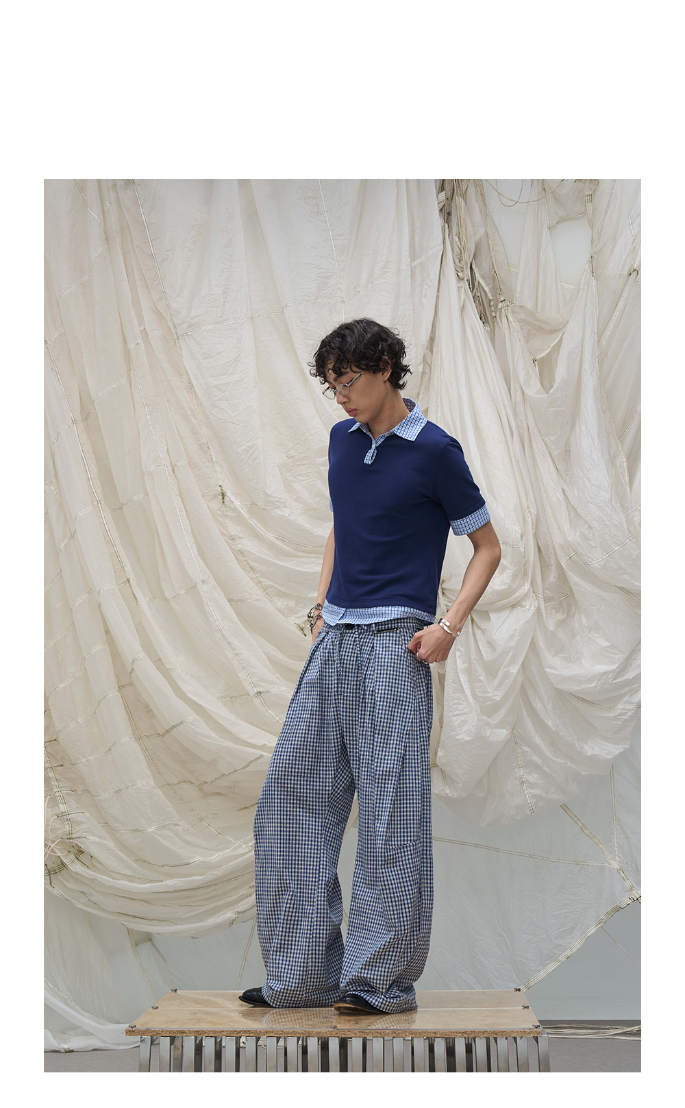 Plaid Casual Pants With Detachable Scarf