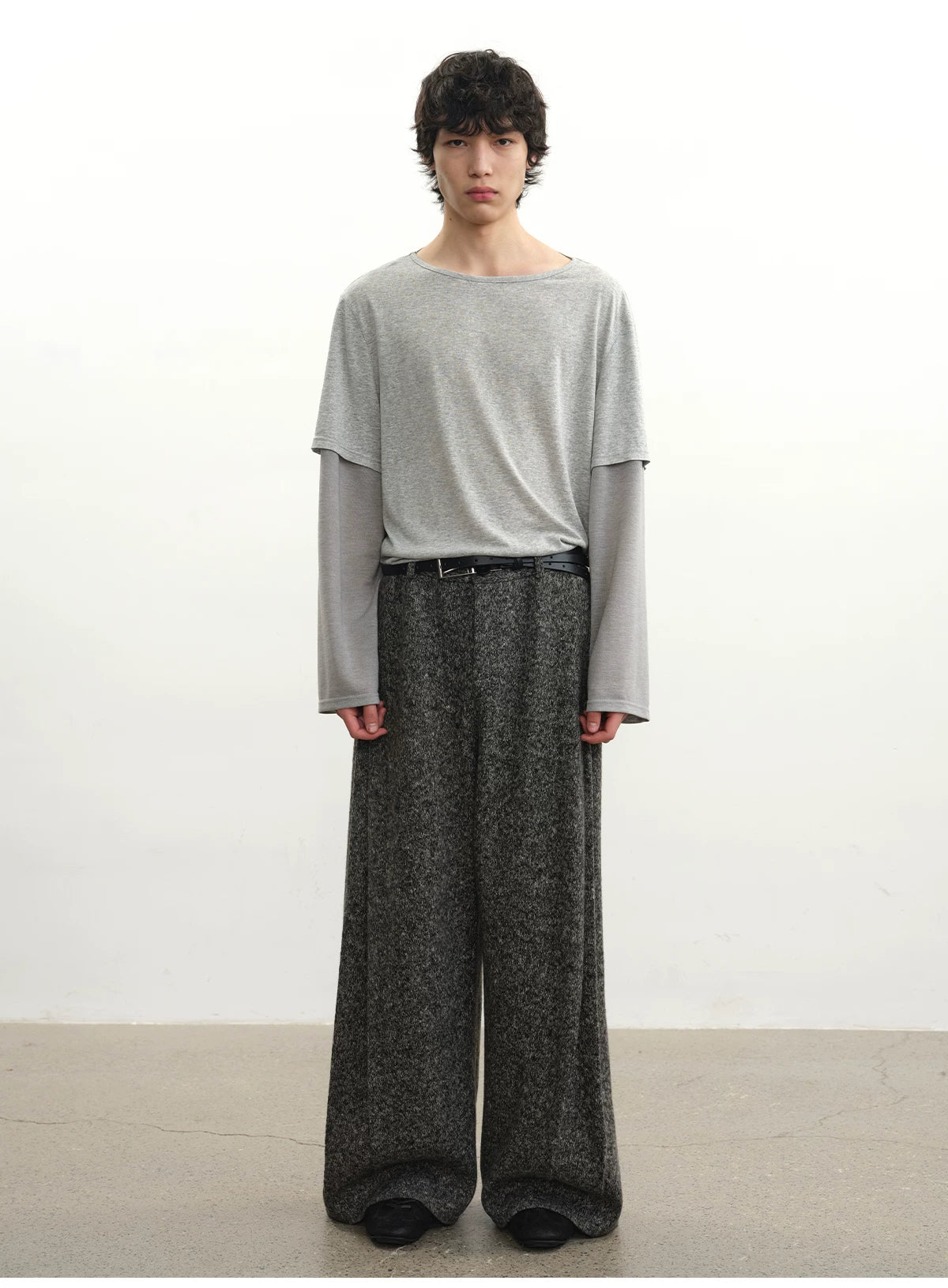Loose Pleated Wool Pants