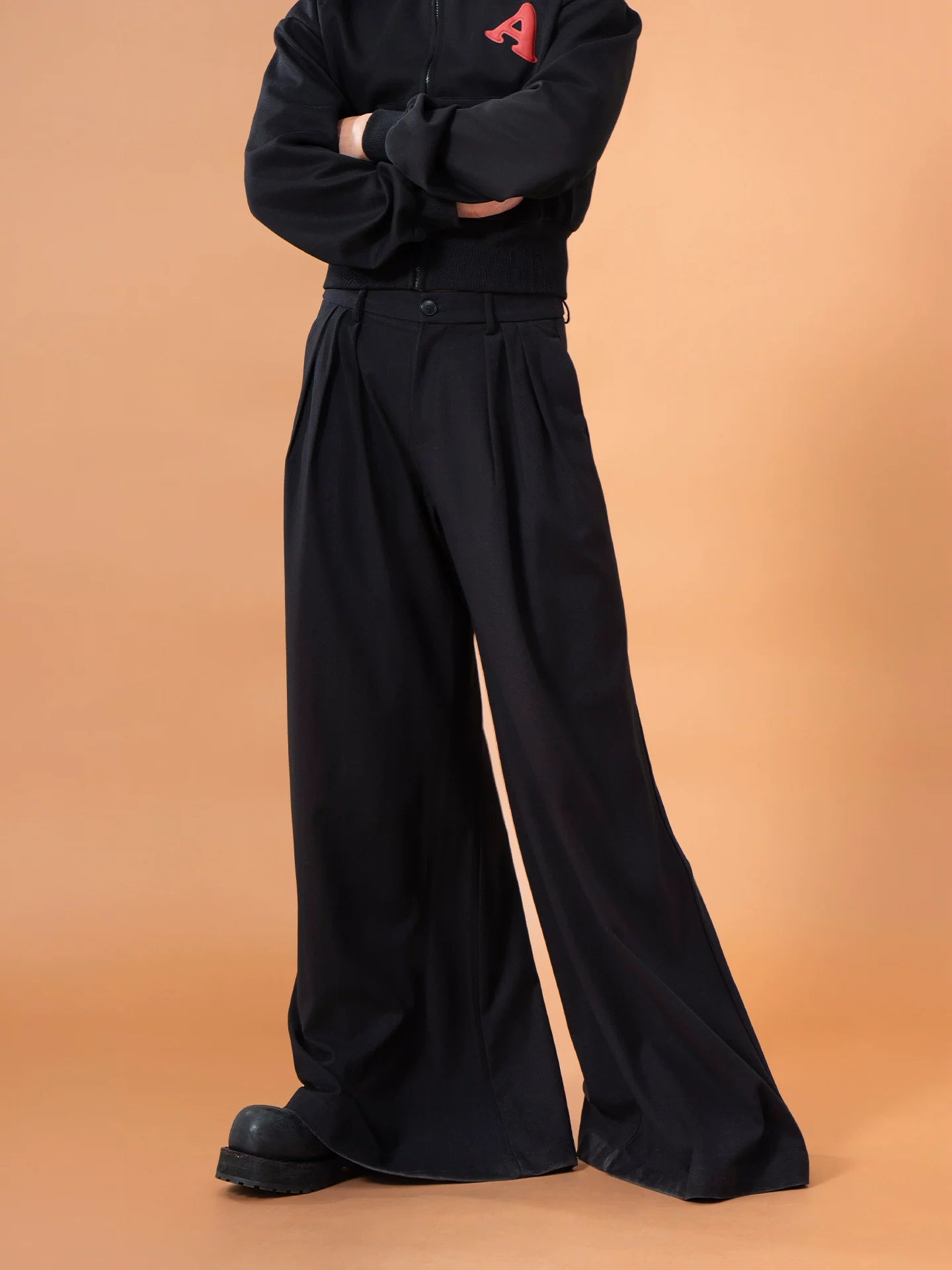 Men's Black Wide Leg Casual Pants