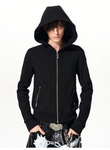 Men's Black Skull Cross Zip Hoodie