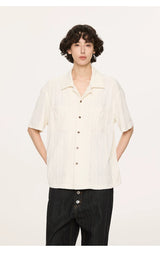 Wooden Button Short Sleeve Knitted Shirt