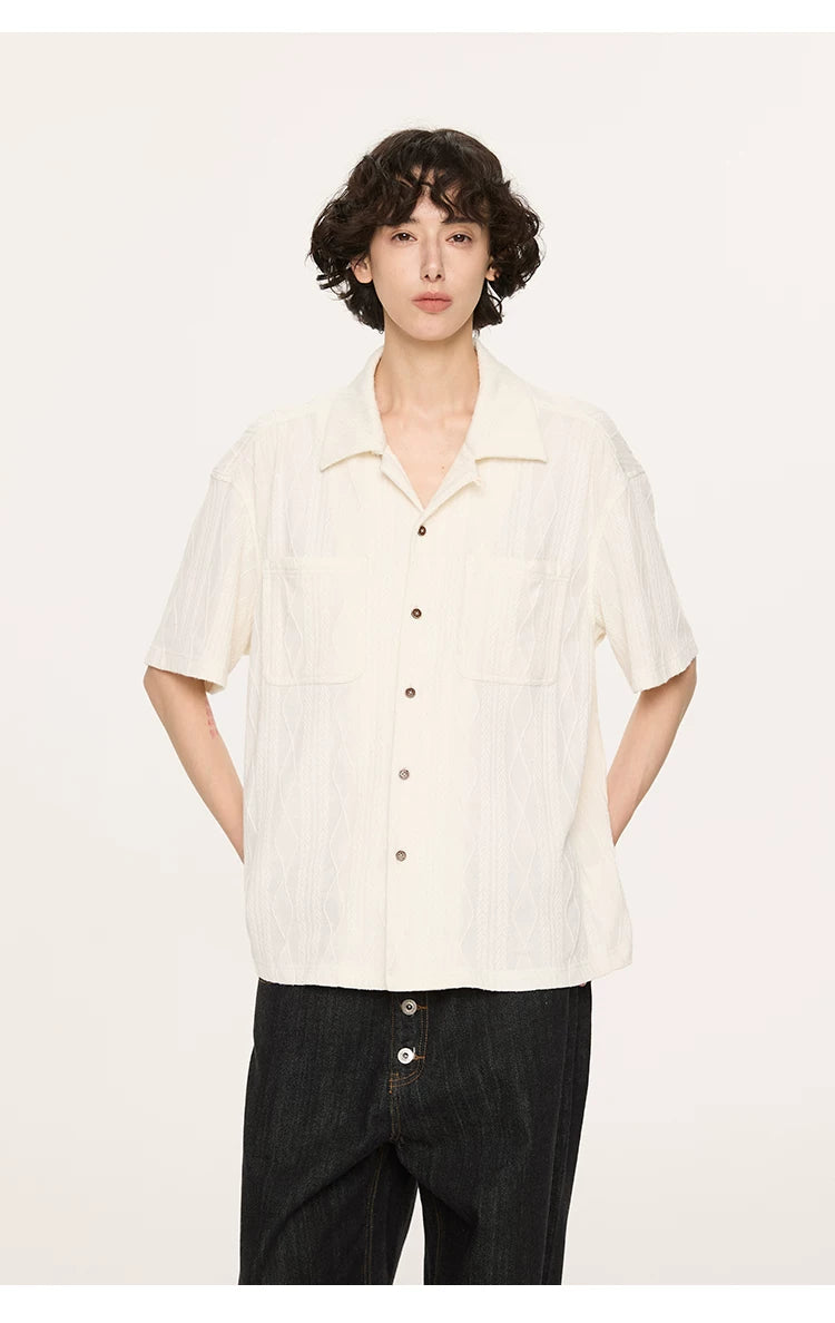 Wooden Button Short Sleeve Knitted Shirt