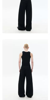 Loose Black Pleated Wide Leg Sweatpants