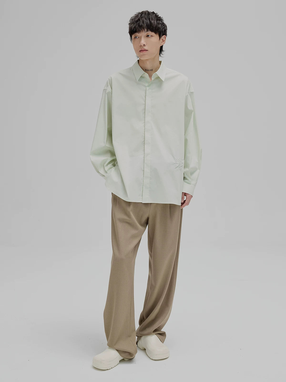 Basic Embroidered Pima Cotton Blend Shirt