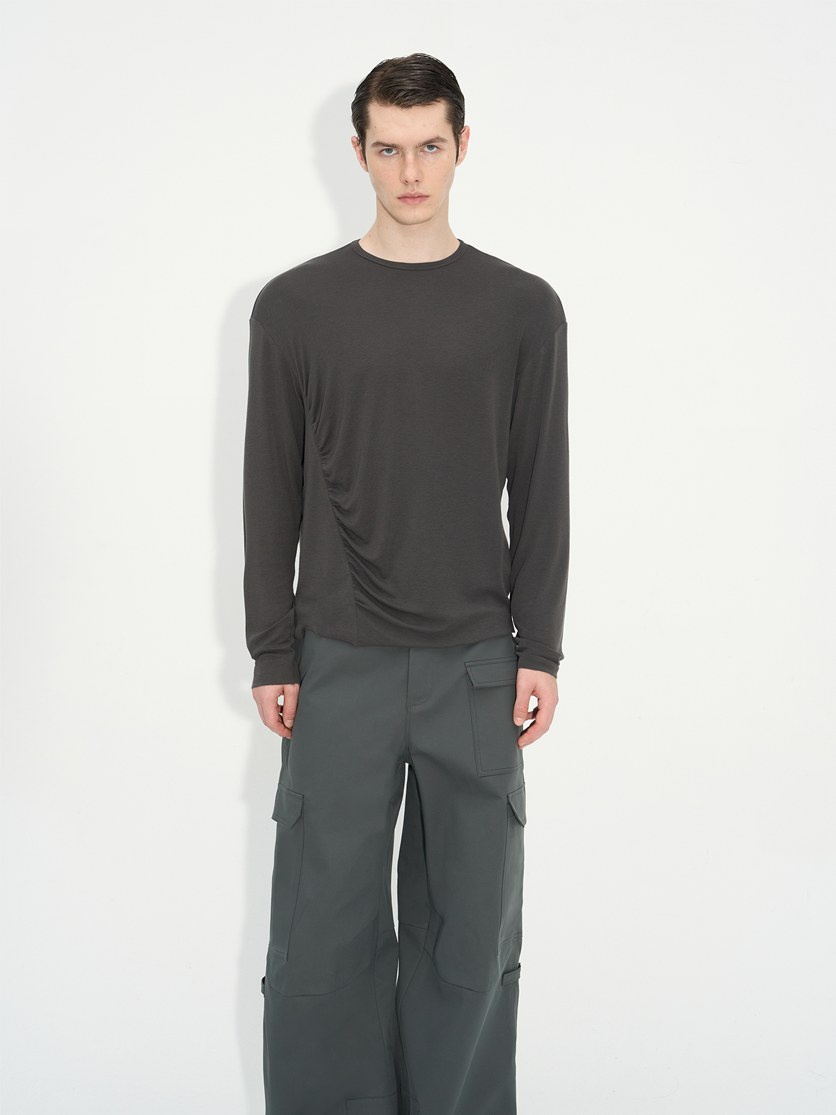 Comfortable Rippled Wool Long Sleeve Top