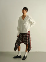 Striped Loose Deconstructed Sweat Shorts