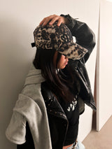 Embroidered Distressed Leopard Print Baseball Cap