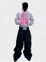 Slim Cropped Gray Flag-Embroidered Zip Hoodie