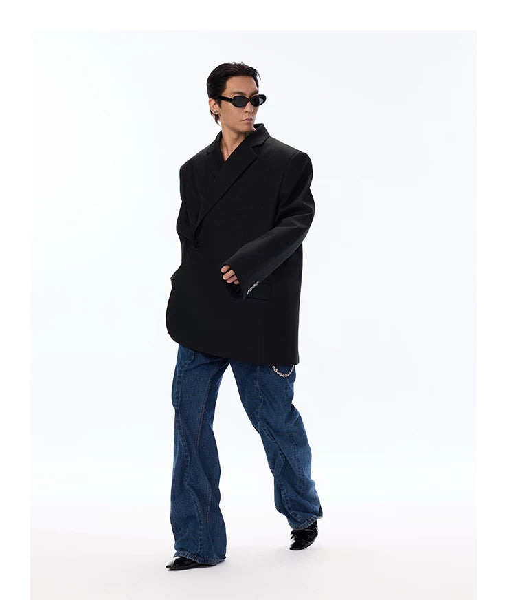 Oversized Structured Wool Blend Blazer