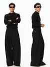 Black Vertical Striped Wool Dress Pants