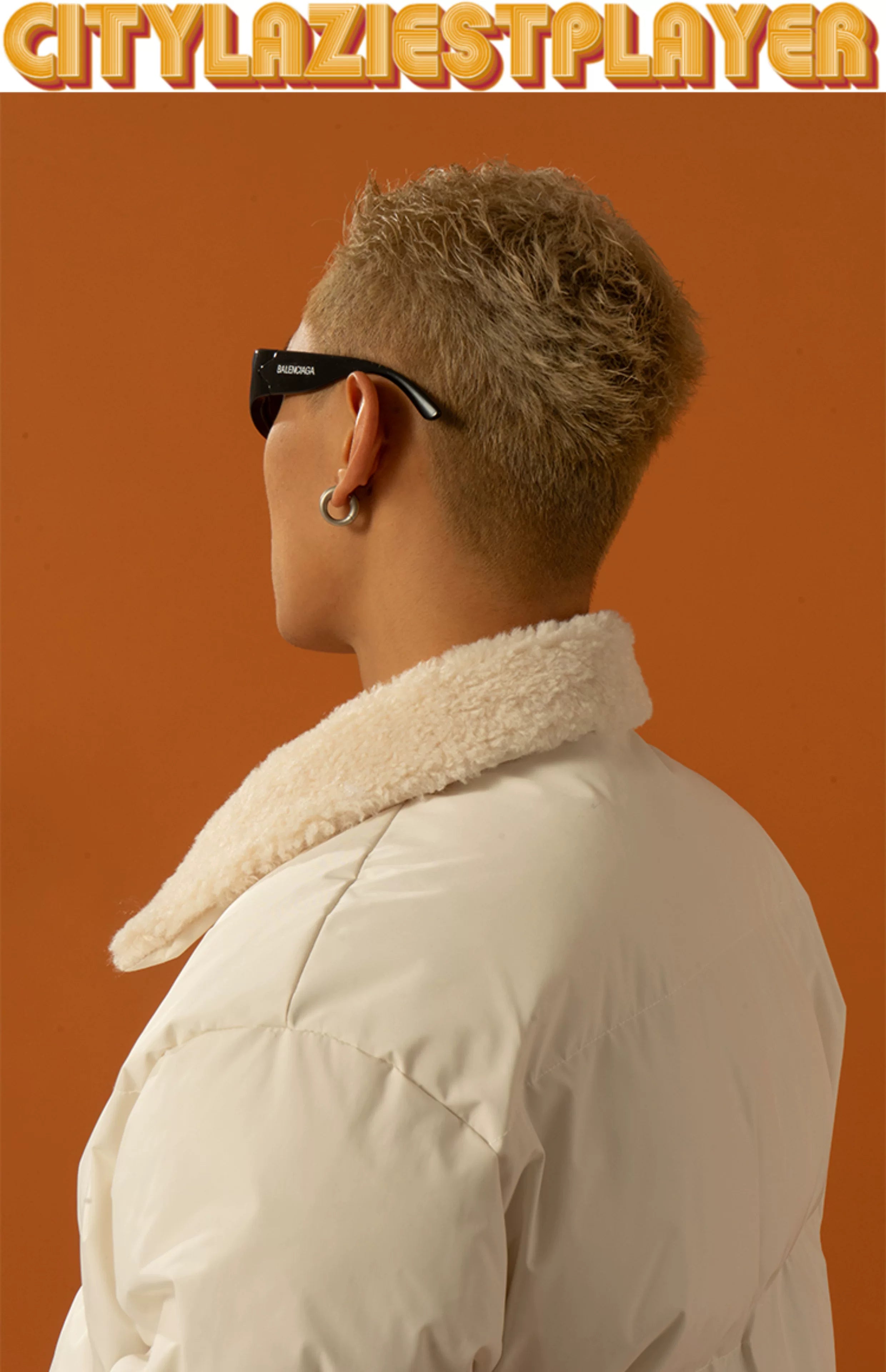 Cropped Collared Faux Shearling Puffer Coat