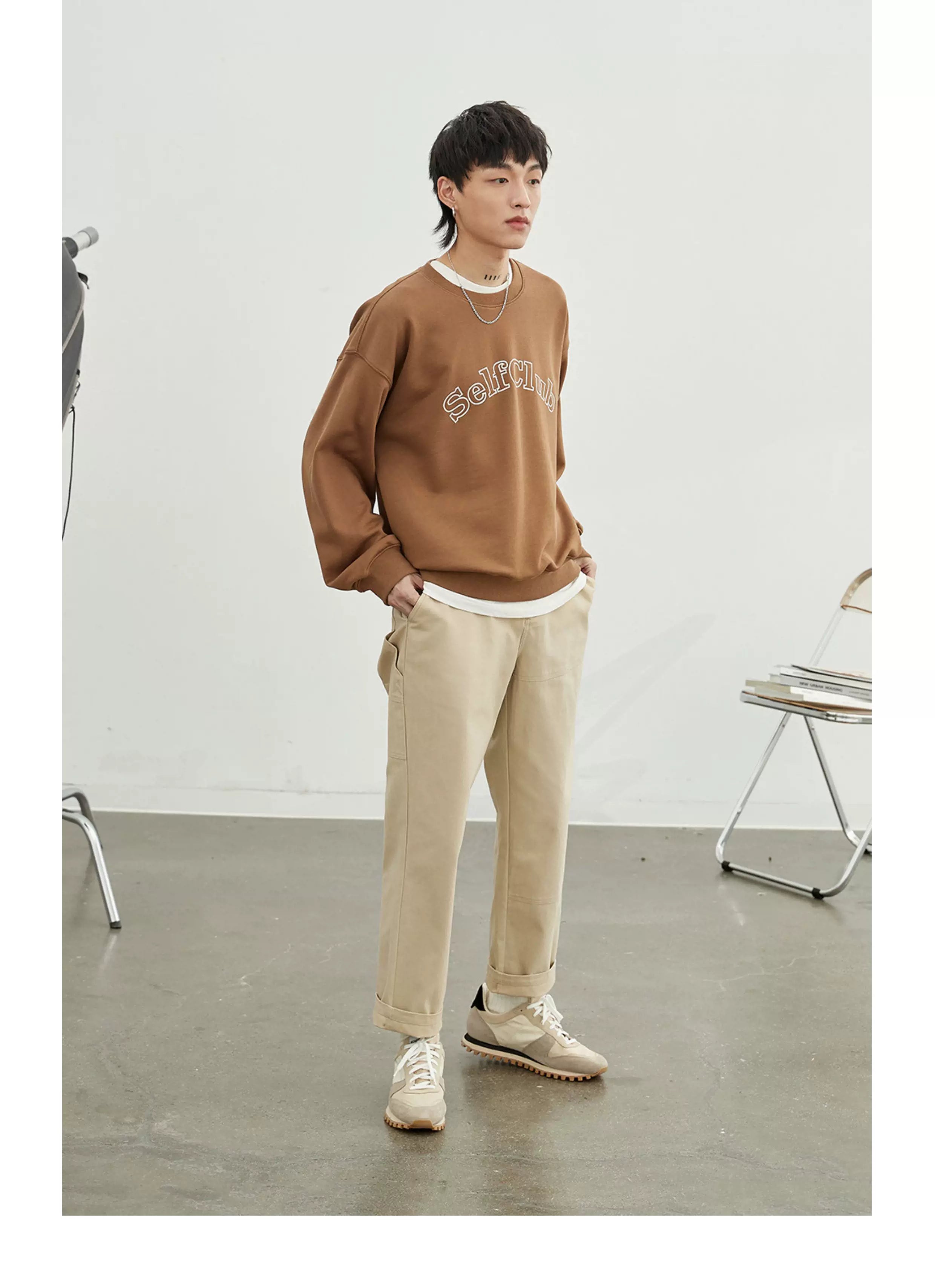 Vintage Herringbone Elastic Waist Cargo Pants