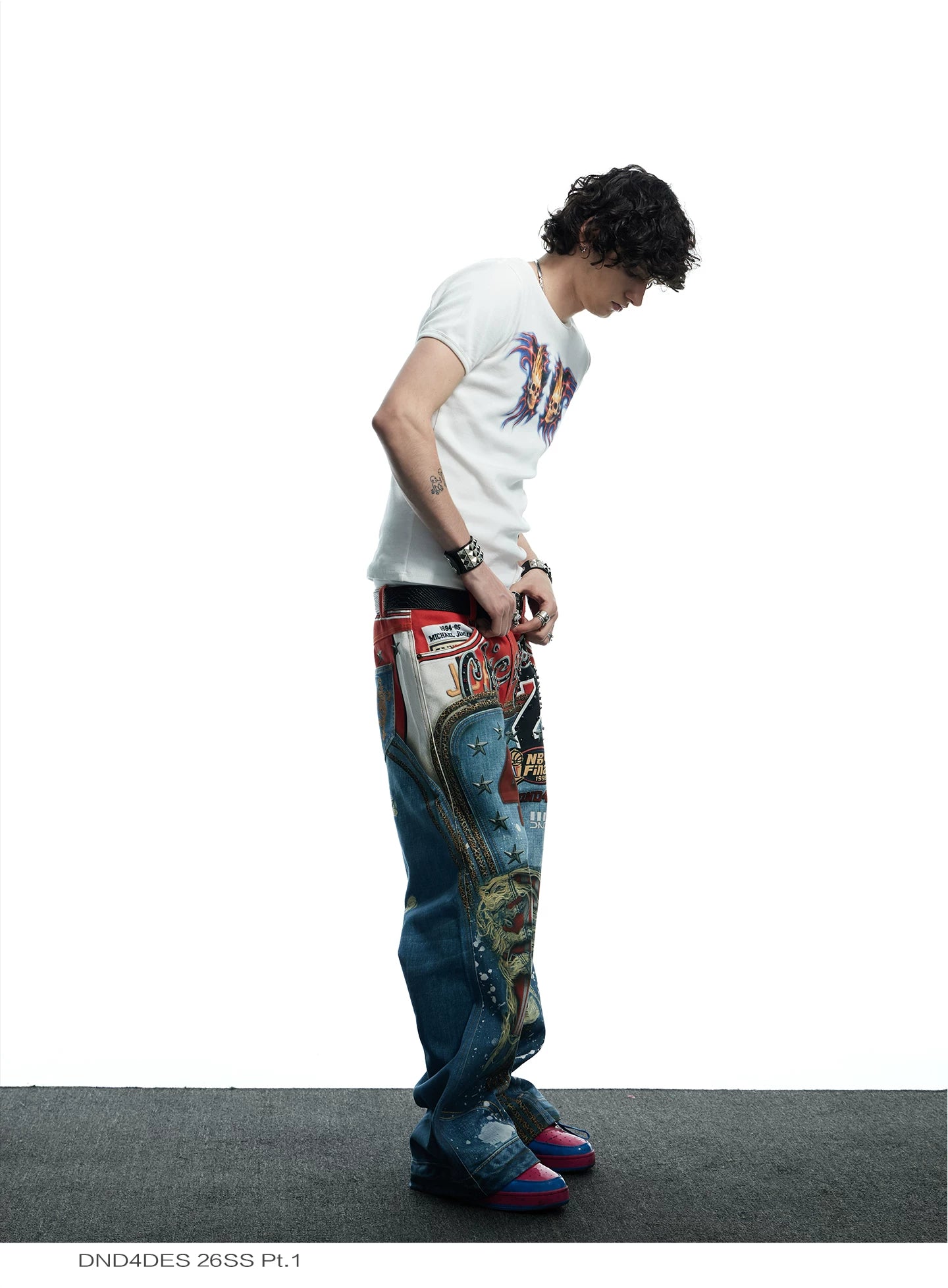 Skull Print Slim Ribbed Tee