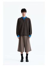 Wool Blend Layered Contrast Knit Sweater