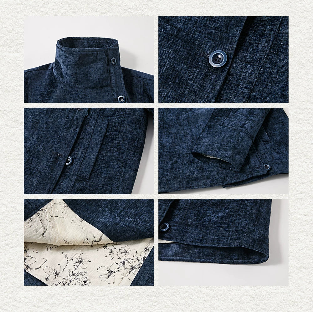 Vintage Irregular Floral Textured Fencing Jacket