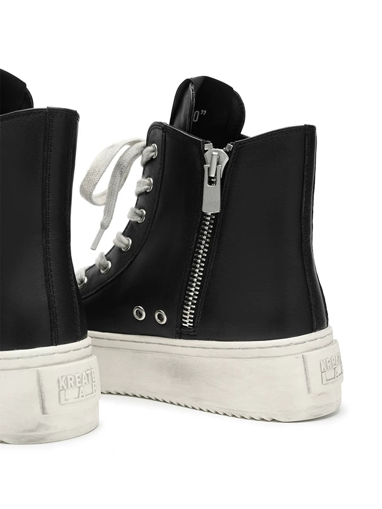 JumboHigh Oreo Distressed High-Top Leather Sneakers