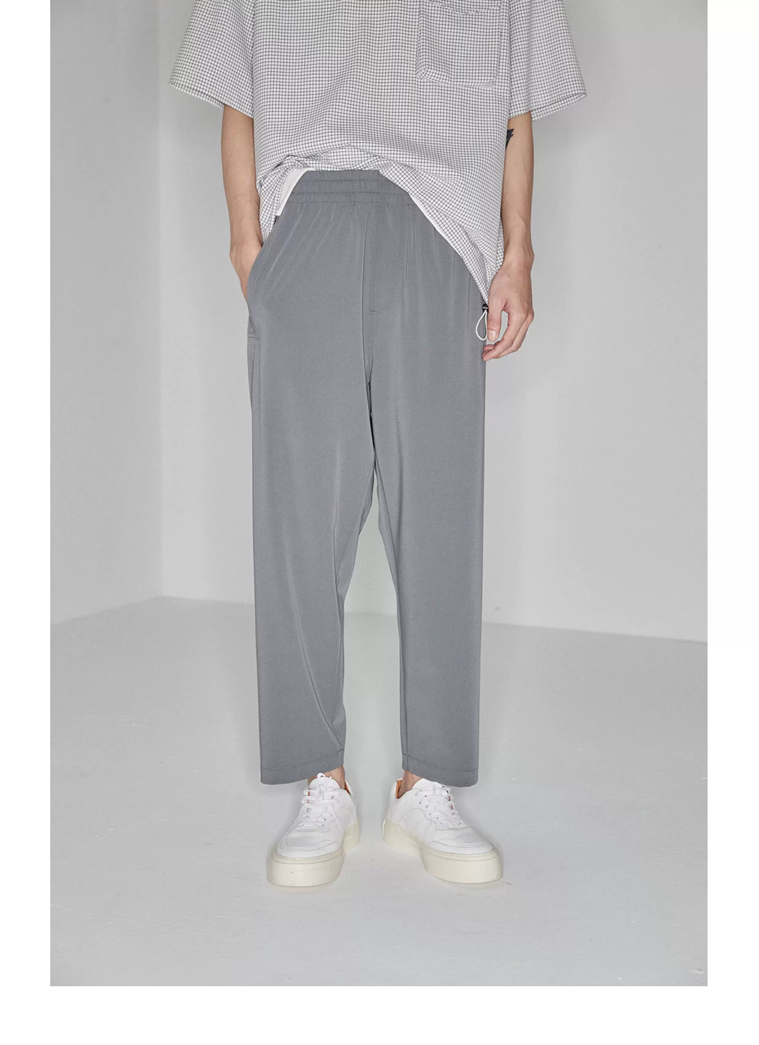 Drapey Stretchy Elastic Waist Cropped Pants