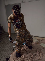 Detachable Bow Wide Leg Camo Pants