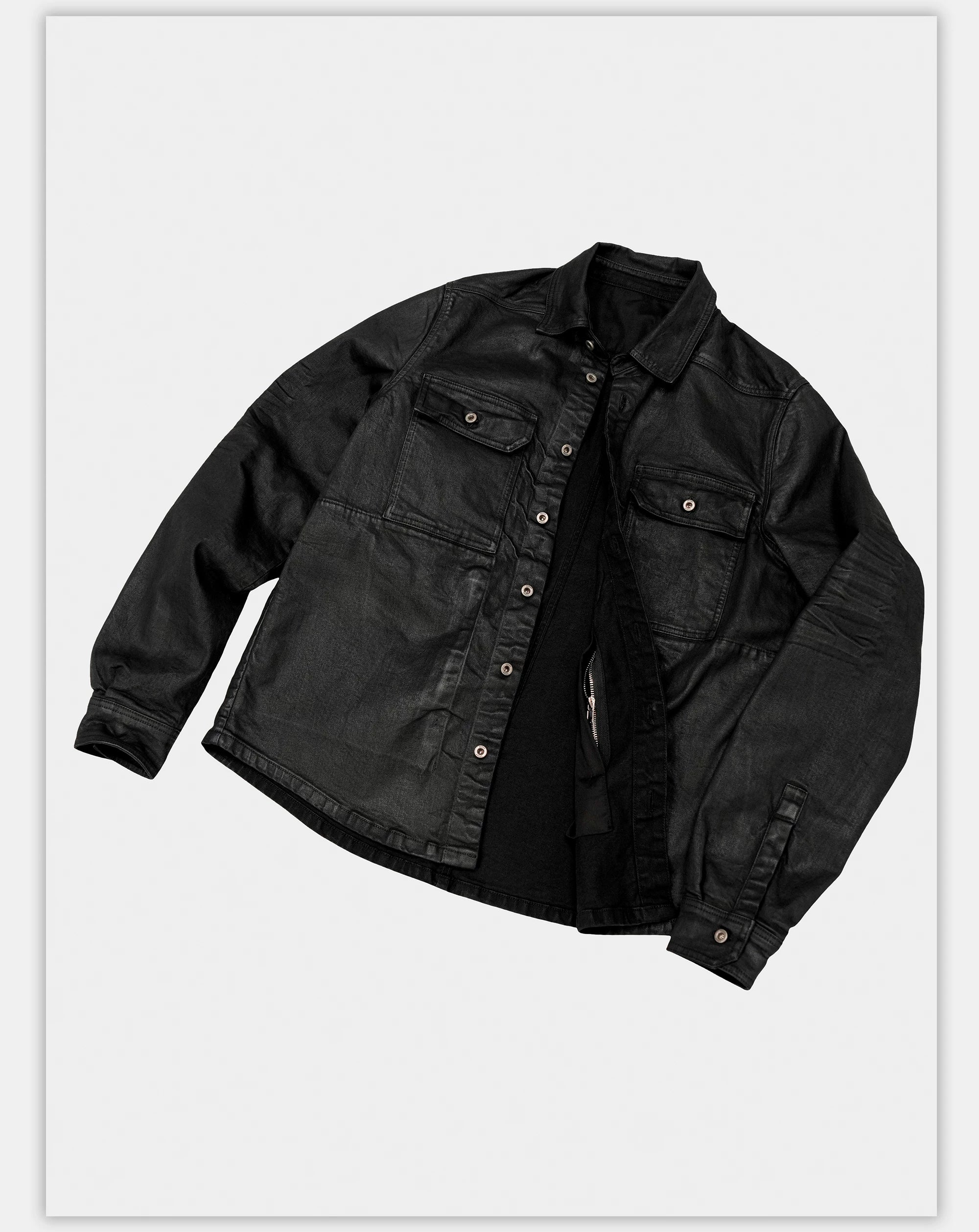 Dark Waxed Oversized Denim Shirt Jacket
