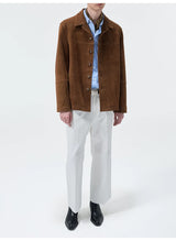 Cupro Lined Suede Leather Lapel Jacket