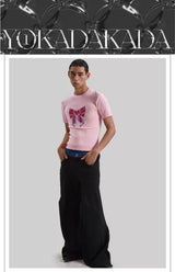 Black Patchwork Wide Leg Floor-Length Pants