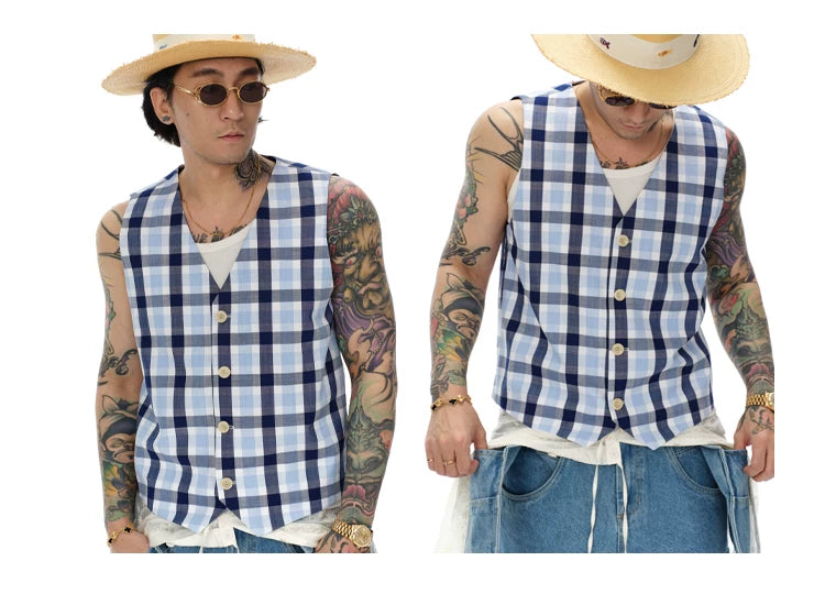 Vintage Plaid Cotton Vest