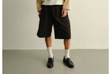 Solid Pleated Drawstring Casual Shorts