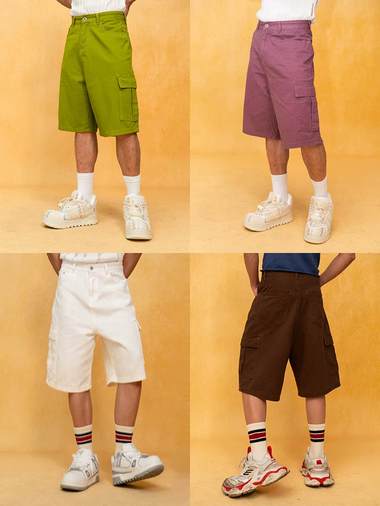 Men's Vintage Loose Cargo Denim Shorts