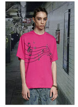 Vintage Pink Cotton Rhinestone Note Tee