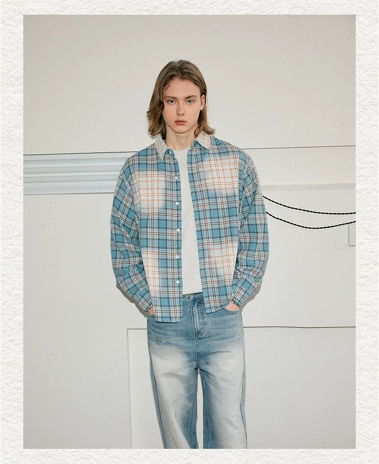 Vintage Wash Plaid Long Sleeve Shirt