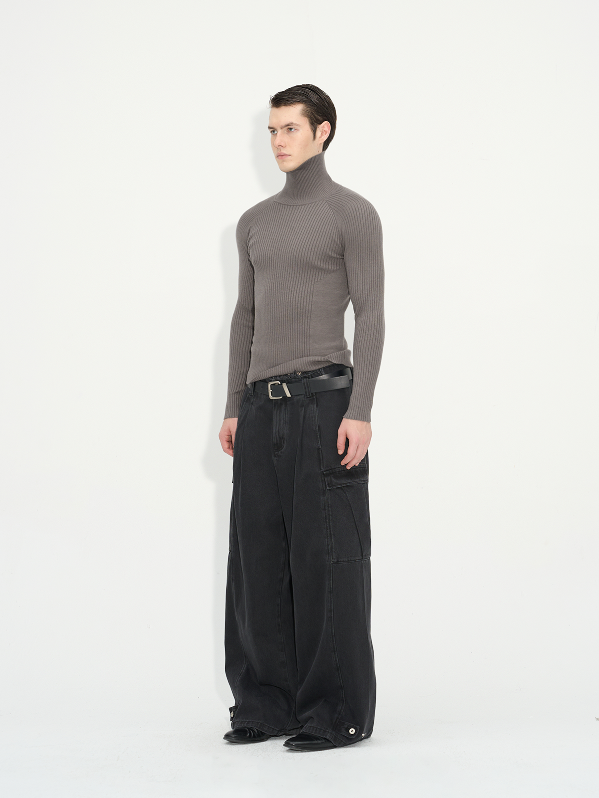 Slim Fit Ribbed Knit Long Sleeve Tops