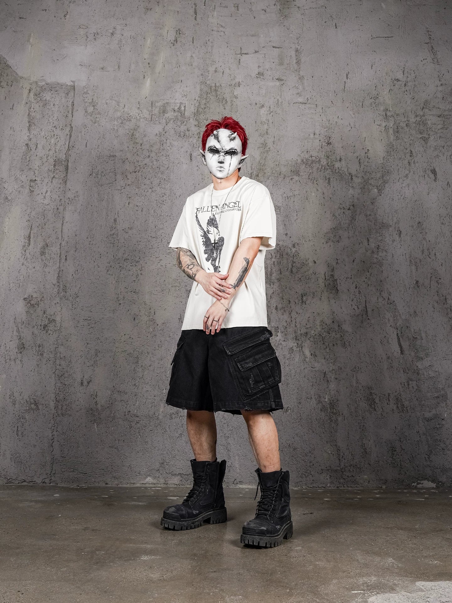 Distressed Fallen Angel Printed Vintage Tee