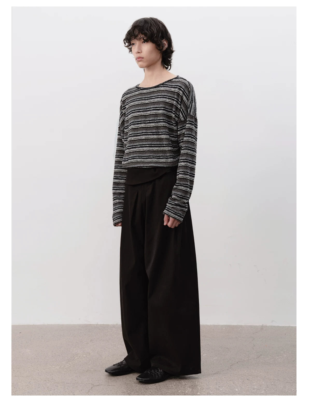 Striped Long Sleeve Drop Shoulder Tops