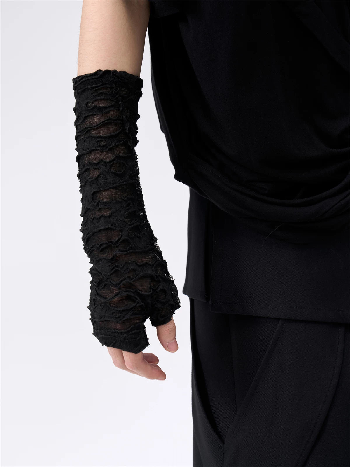Sheer Mesh Fingerless Sun Protection Gloves
