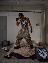 Detachable Bow Wide Leg Camo Pants