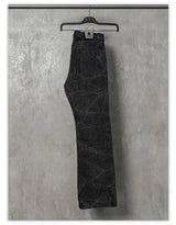Distressed Washed Black Slub Straight Jeans