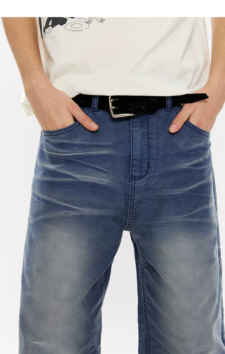 Men's Washed Fleece Relaxed Straight Jeans
