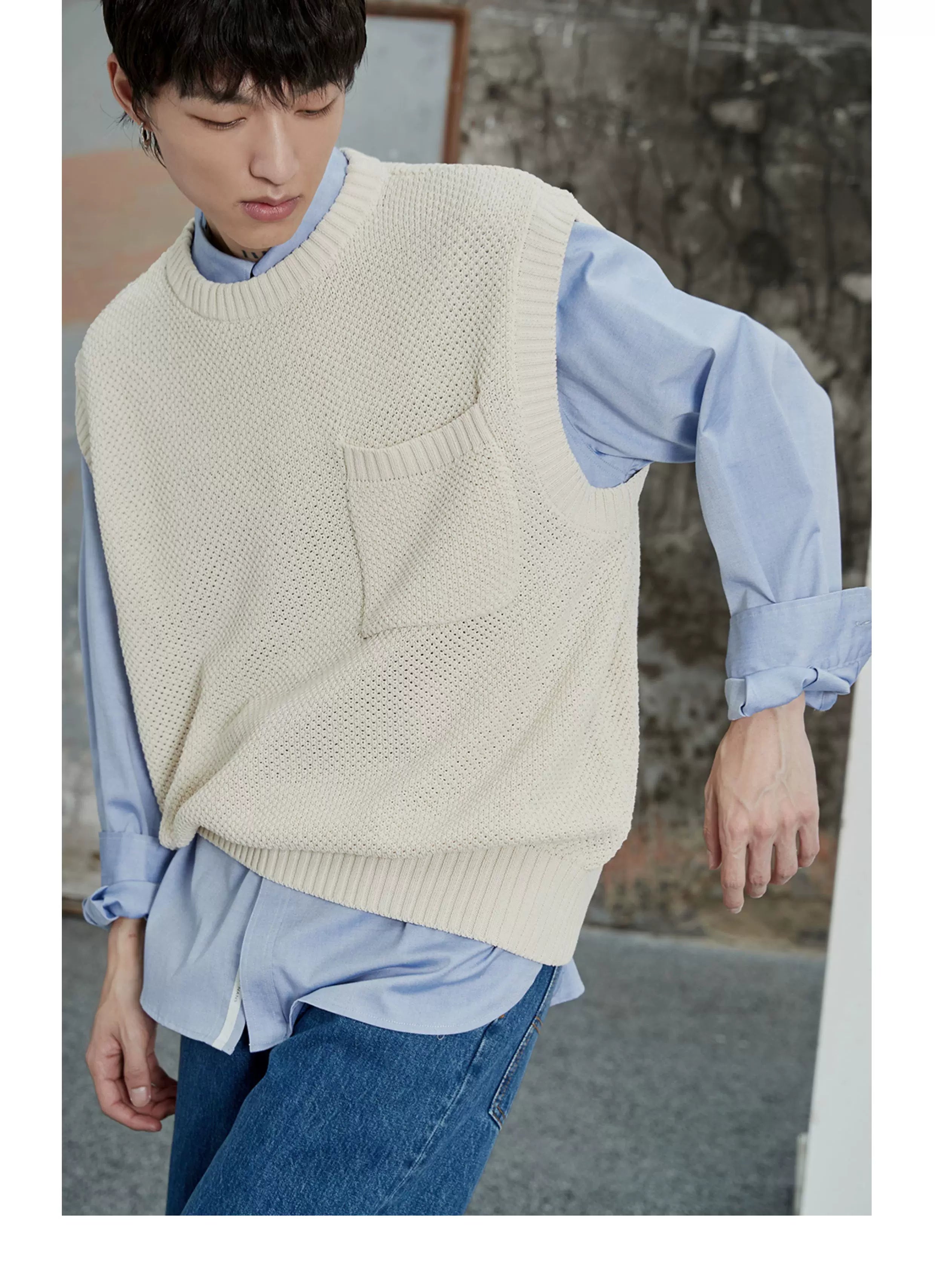 80s Cotton Oxford Asymmetric Pocket Shirt