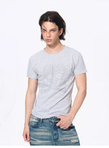 Men’s Rhinestone Skull Striped Tees