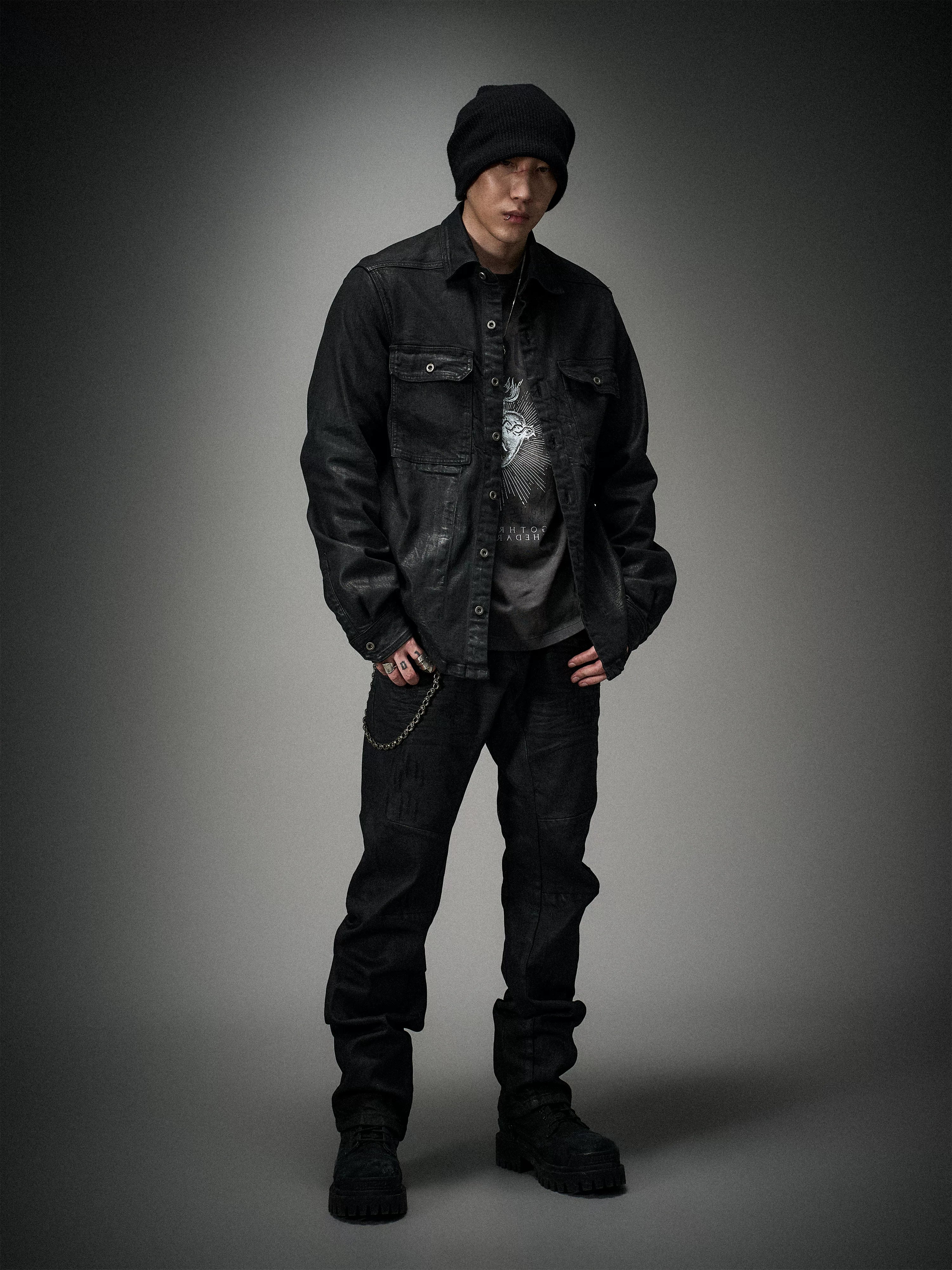 Dark Waxed Oversized Denim Shirt Jacket