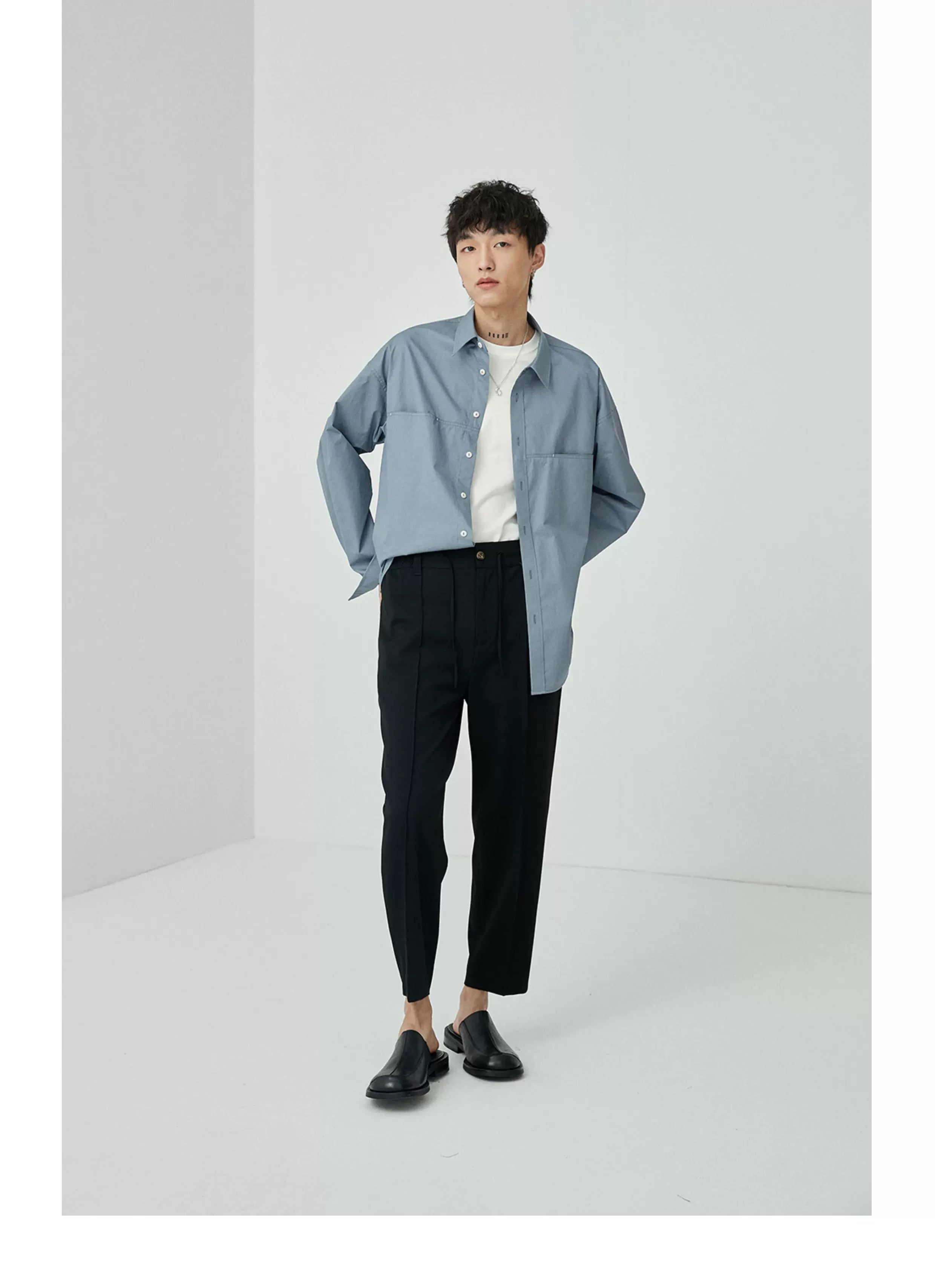 Split Pocket Basic Cotton Shirt